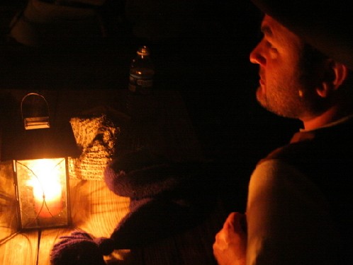 Mission in front of a lantern