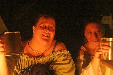 Silkie and Lily Alexander drinking mead