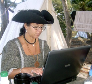 Paula working ona computer