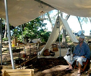 Willie Wobble in his camp