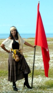 Caribbean Pearl holding the BI Flag