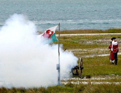 British cannon firing