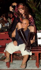 Robyn with her legs around  Leatherback 1