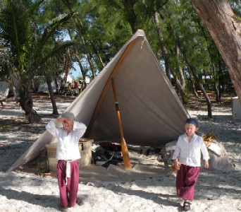 Ryan and Zach standing in front of Captain Jim's Oar House