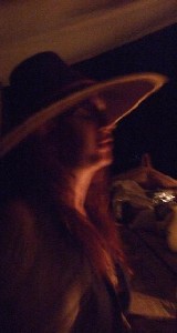 Red Jessi with the Patrick Hand Original Planter's Hat