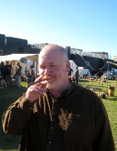 William Redwake smoking a root