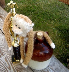 Lob hanging over another bottle