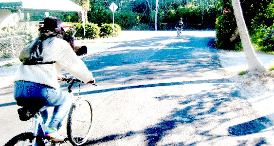 Riding to the restaurant