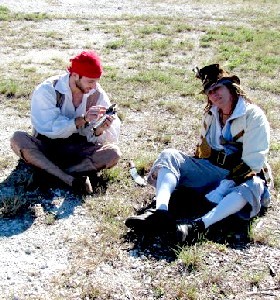 Chrispy and friend playing in the sand