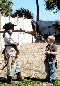 Shay talking to a boy