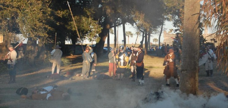 Confused soldiers amidst the smoke