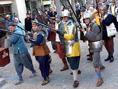 Pikesmen doing the Swedish step