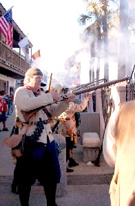 Buccaneer riflemen firing at the wall