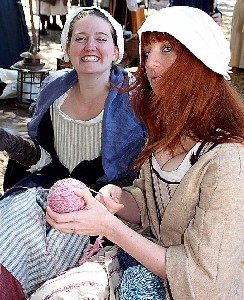 Kate and Red Jessi with yarn